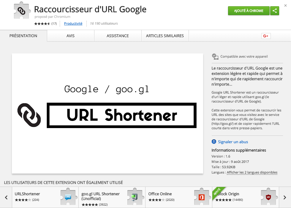 Raccourcisseur d'URL Google
